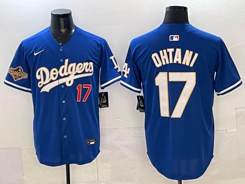 Men 2025 Nike Los Angeles Dodgers #17 Ohtani Blue gold Game MLB Jersey 05
